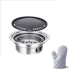 35cm Portable Charcoal Grill Cast Iron BBQ Stove with Easy Clean Tray for Camping and Picnic