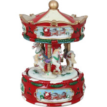 Christmas carousel music box red white6.5inch