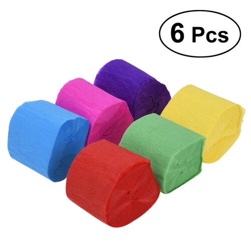 6-Pack Crepe Paper Streamers – Bright Coloured Party Decor