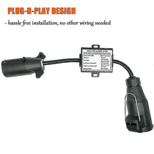 Waterproof Trailer Light Adapter 7-Way US to 13-Pin EU 2