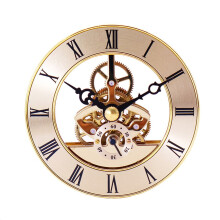 Mecanismo de relógio de quartzo com numerais romanos, 86 mm, dourado.