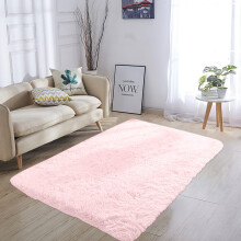 Fluffy fløyelsteppe – myk, vaskbar polyester, 2,4 m x 2,4 m