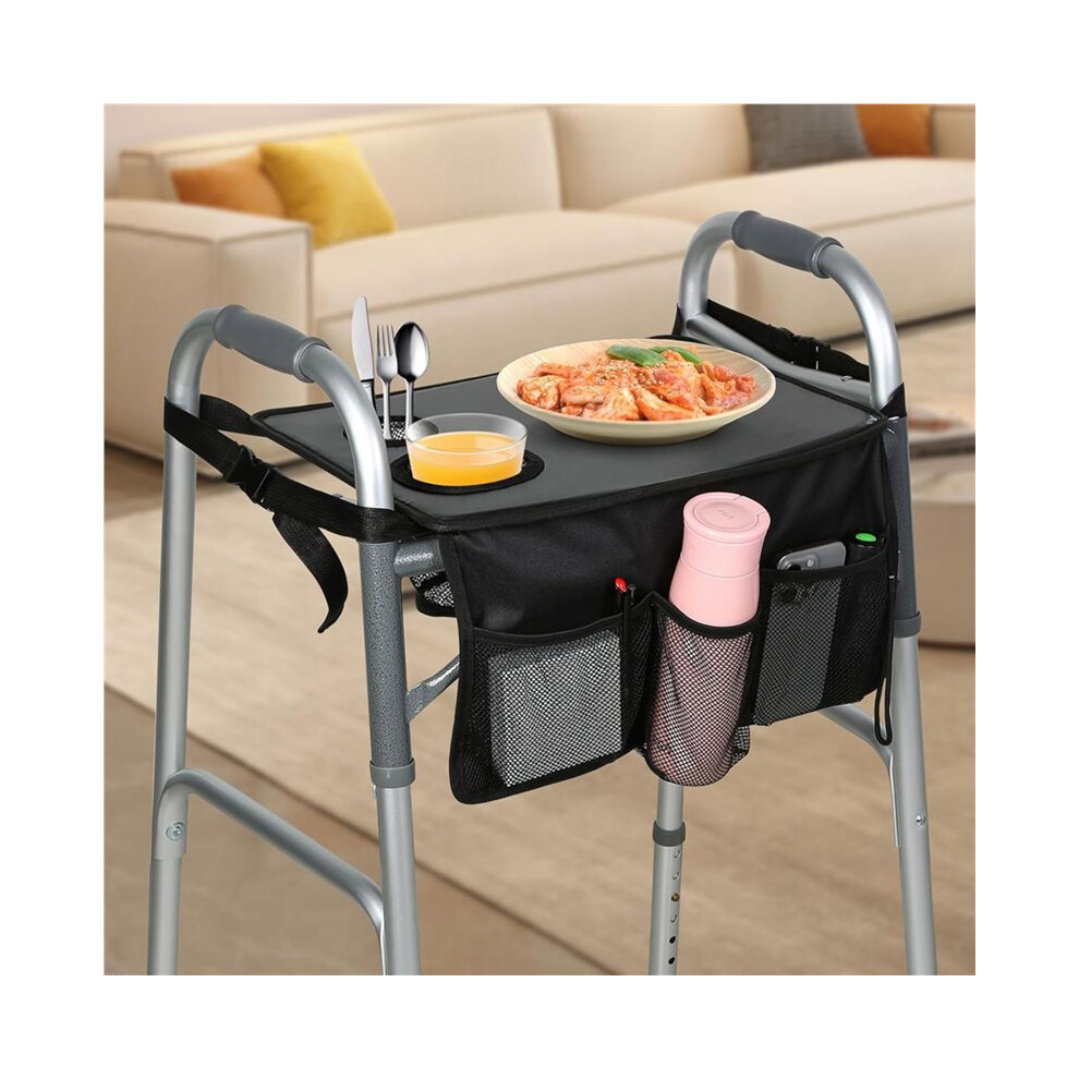 Walker Tray for Folding Walker, Trays for Walkers for Seniors Detachable with Cup Holder,Walker Trays for Rolling