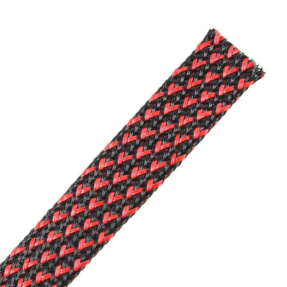 Expandable Cable Management Sleeve 10Ft 16Mm Black And Red Wire Loom Tubing With Heat Secure Ends 9310869678557