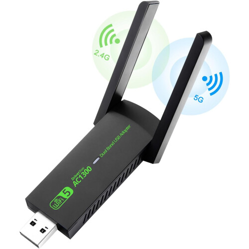 Προηγμένος προσαρμογέας USB WiFi, προσαρμογέας ασύρματου δικτύου διπλής ζώνης 1300Mbps