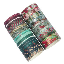 Fita decorativa multiuso, conjunto de fita washi dourada para as festas de fim de ano, oferece uma ampla gama de usos em artesanato, diários e
