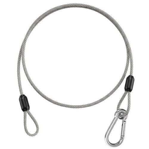 Confezione da 10 Cavi di Sicurezza da 60 cm per Luci da Palco, DJ e Feste, con Moschettone e Anelli. 1