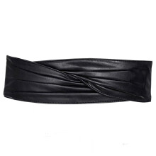 Dame Obi-belte med korsdesign, bredt belte i høykvalitetsmateriale for kjole og jumpsuit, mykt PU-skinn i linningen med elastisk vevd kant