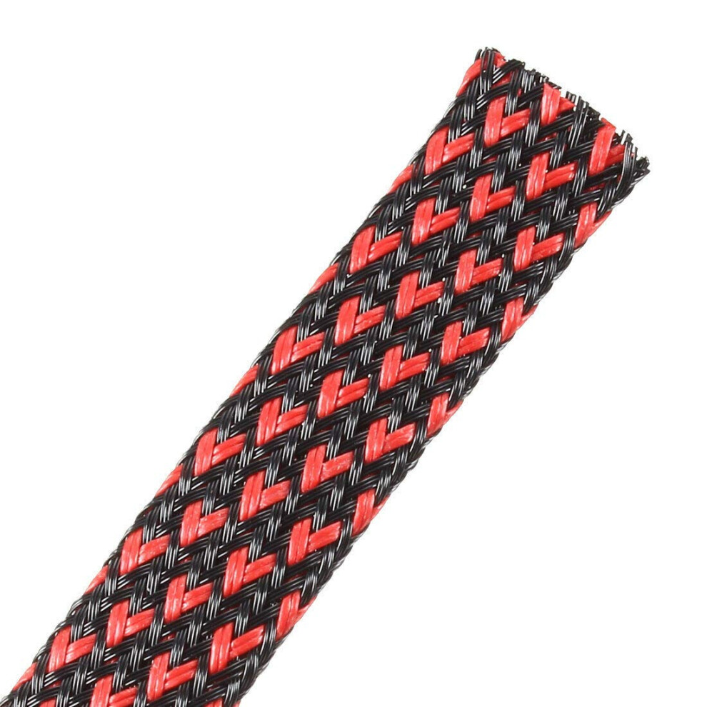 19.5Ft 10Mm Wire Loom Cable Sleeve Black And Red, Expandable Cord Protector For Easy Cable Management 9310869827832