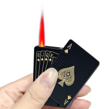 OVABICOED Jet Torch Lighter for Men, Refillable Butane Windproof Flame, Creative Poker Design Gift for Birthday and Camping