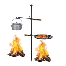 Campfire Grill with 360 Adjustable Swivel Grate, Dual Cooking Setup Fire Pit Stand for Outdoor BBQ