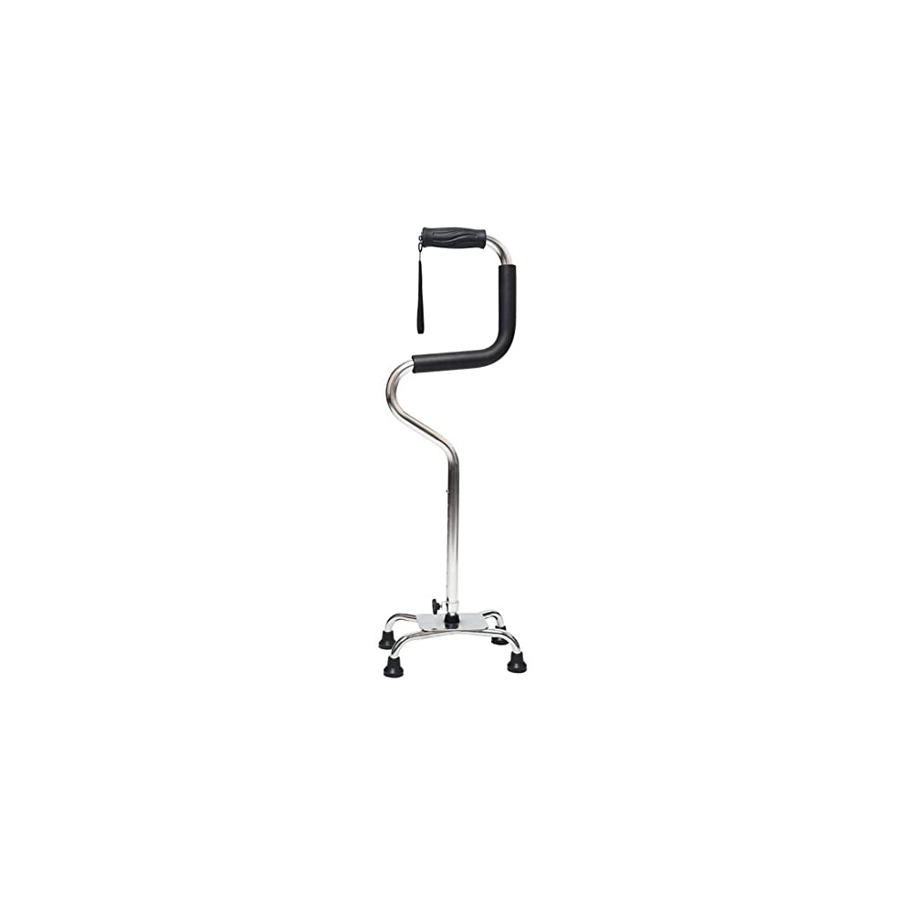 Quad Cane with Stable Quad Base, Adjustable Height and Soft Grip for Elderly Standing Support
