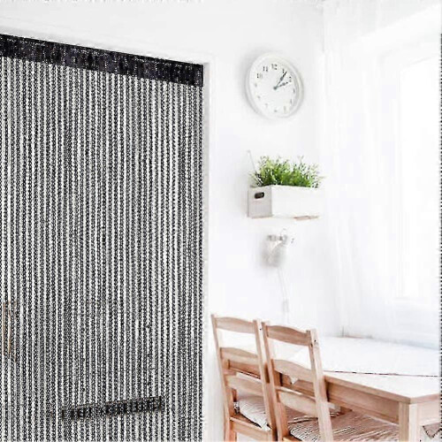 Black String Curtain for Doorways & Windows - 39"x78.5" Divider Panel 2