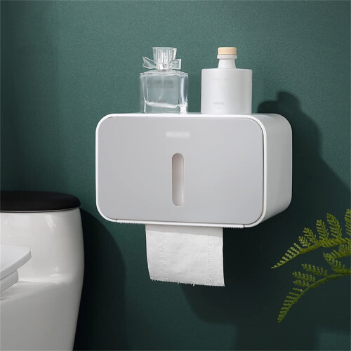 Matte Black Wall Mounted Tissue Box Holder for Bathroom, Durable Plastic, Smooth Dispensing, Easy Clean