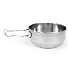 Collapsible Stainless Steel Camping Bowl 700ml with Handle, Foldable Durable Outdoor Hiking Dish