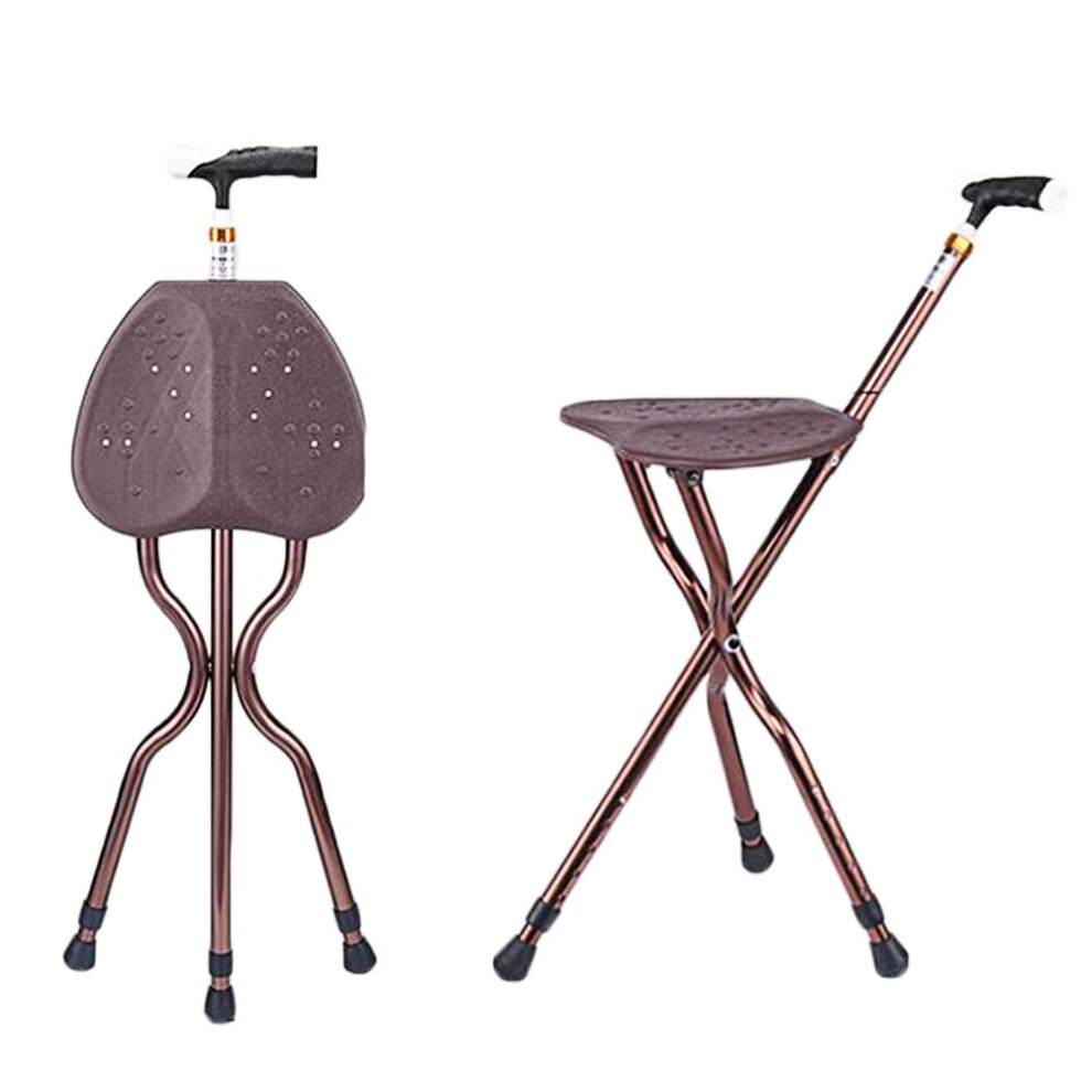 Adjustable Folding Cane Seat for Seniors, Lightweight Aluminum Walking Stick Chair with Retractable 3 Legs