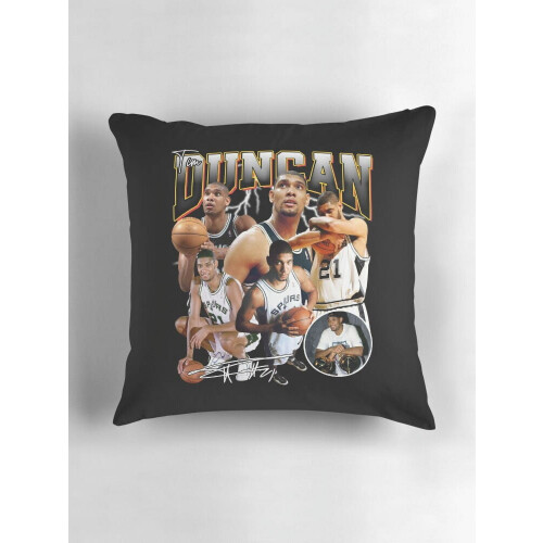 Capa de almofada estilo vintage com a lenda do basquete Tim Duncan 2