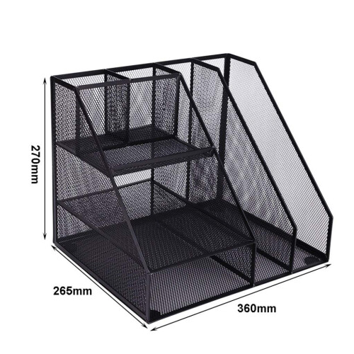 Plastic File Organizer Vertical Document Holder Durable Black Folder Storage Rack for Office Desk 1