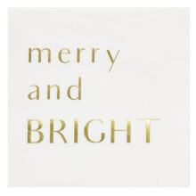 Christmas Cocktail Napkins Merry and Bright Gold Foil 3Ply Disposable Set of 100 for Holiday Parties