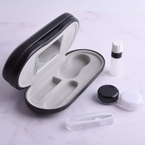 Double Eyeglass Case, 2 In 1 Double Sided Glasses Case With Mirror 2