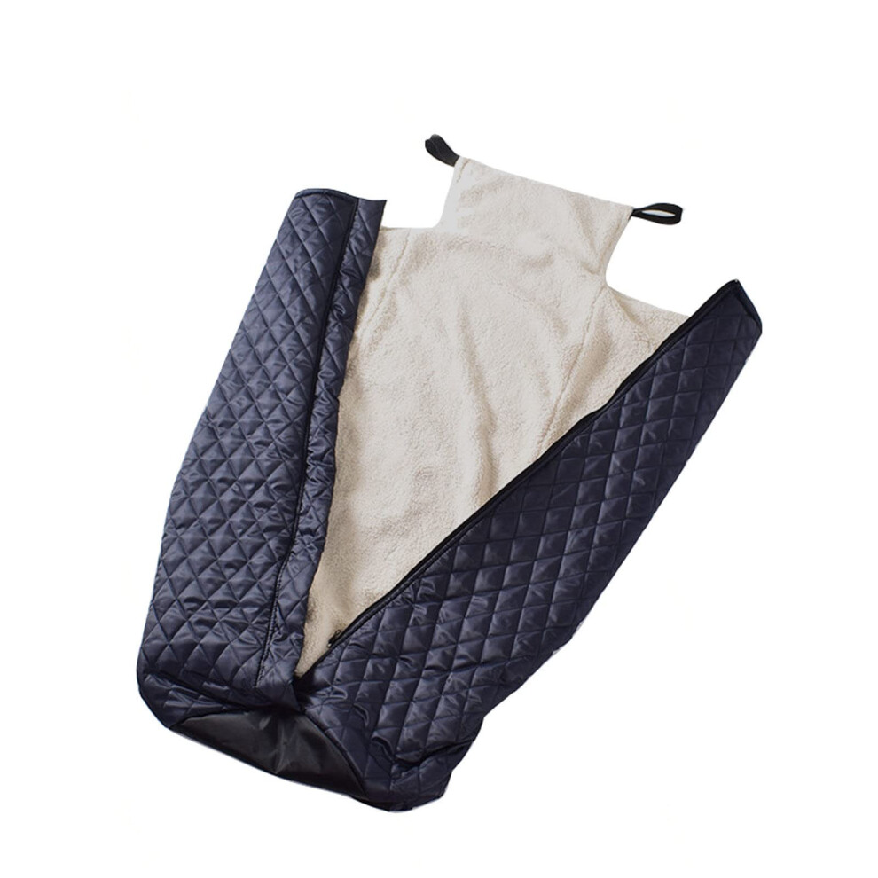 Blue Warm Fleece Lined Wheelchair Blanket With Full Back Coverage And Windproof Layer For Elderly