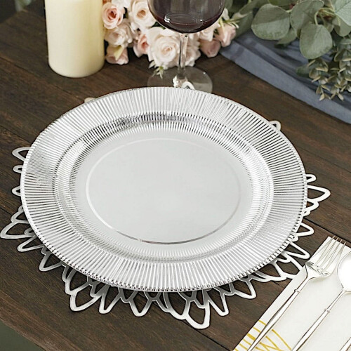 Talerze papierowe BalsaCircle Silver Metallic 10,5" Dinner i 7" 1