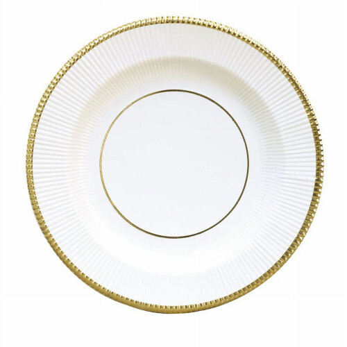 Vitguldfärgade metalliska papperstallrikar 25 tum (25-pack) 1