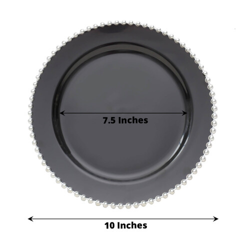Sorte og sølv runde plastik tallerkener 10" (10 stk.) 2
