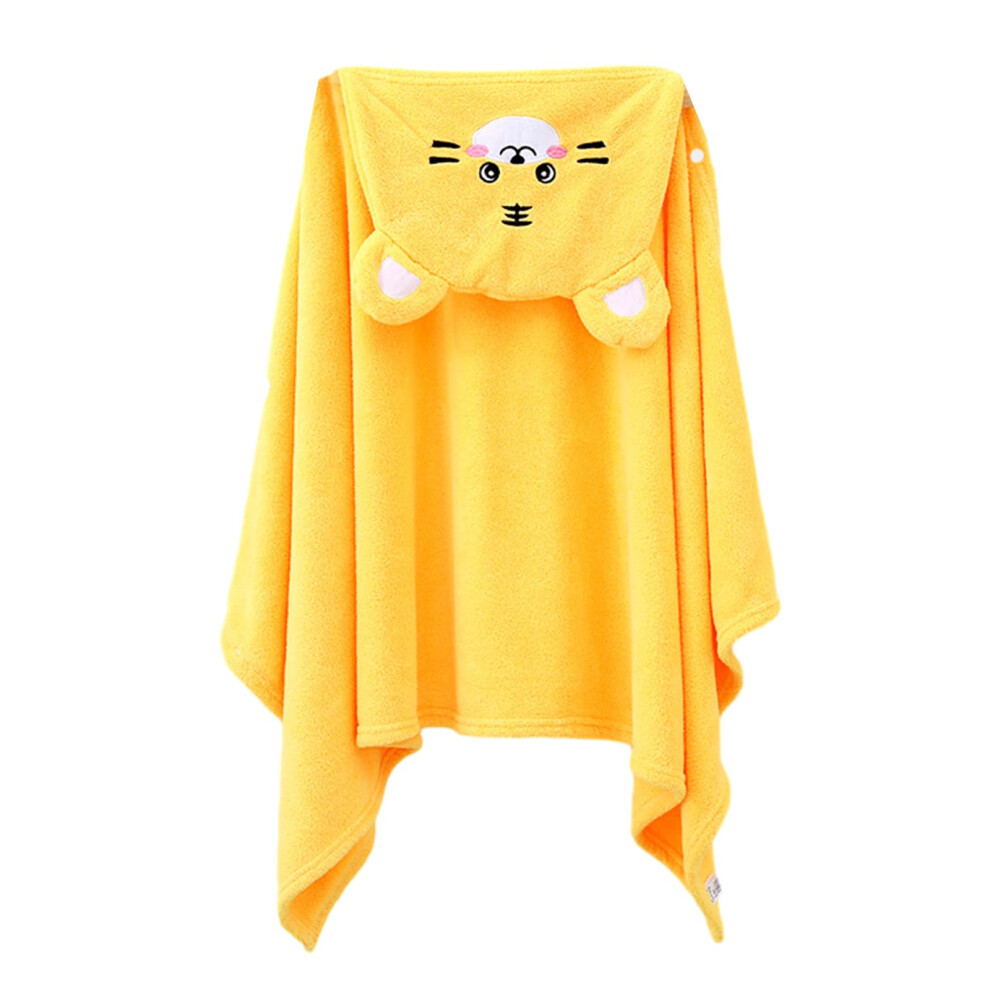 Soft Absorbent Baby Bathrobe Coral Velvet Hooded Towel 70X140cm For Kids Winter Comfort Orange