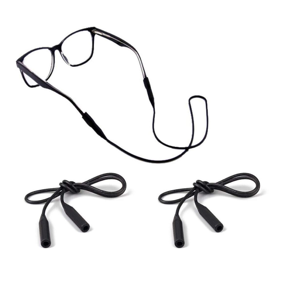 3PCS Adjustable Non Slip Silicone Eyeglass Strap for Adults and Kids, Durable Glasses Retainer Neck Lanyard 53cm Black