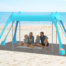 Beach Tent UPF50+ Sun Shade 10x10FT with 8 Sandbags, Wind Stable Design for Camping and Picnic (Light Green)