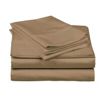 Organic Cotton Full Size Bed Sheets Set 500 Thread Count Soft Deep Pocket Taupe 4 Piece Bedding