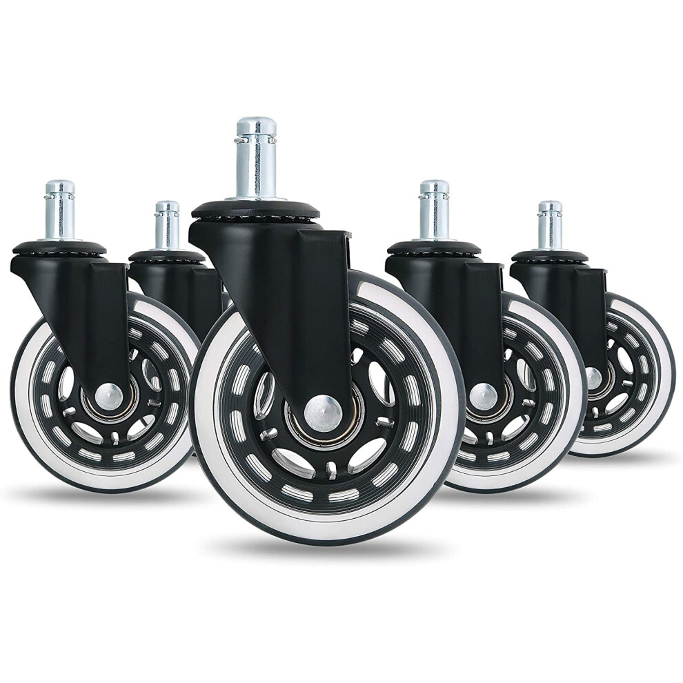 Office Chair Wheels Set Of 5, Heavy Duty No Scratch Casters For Hardwood Floors, Quiet Smooth Rolling 9045646713199