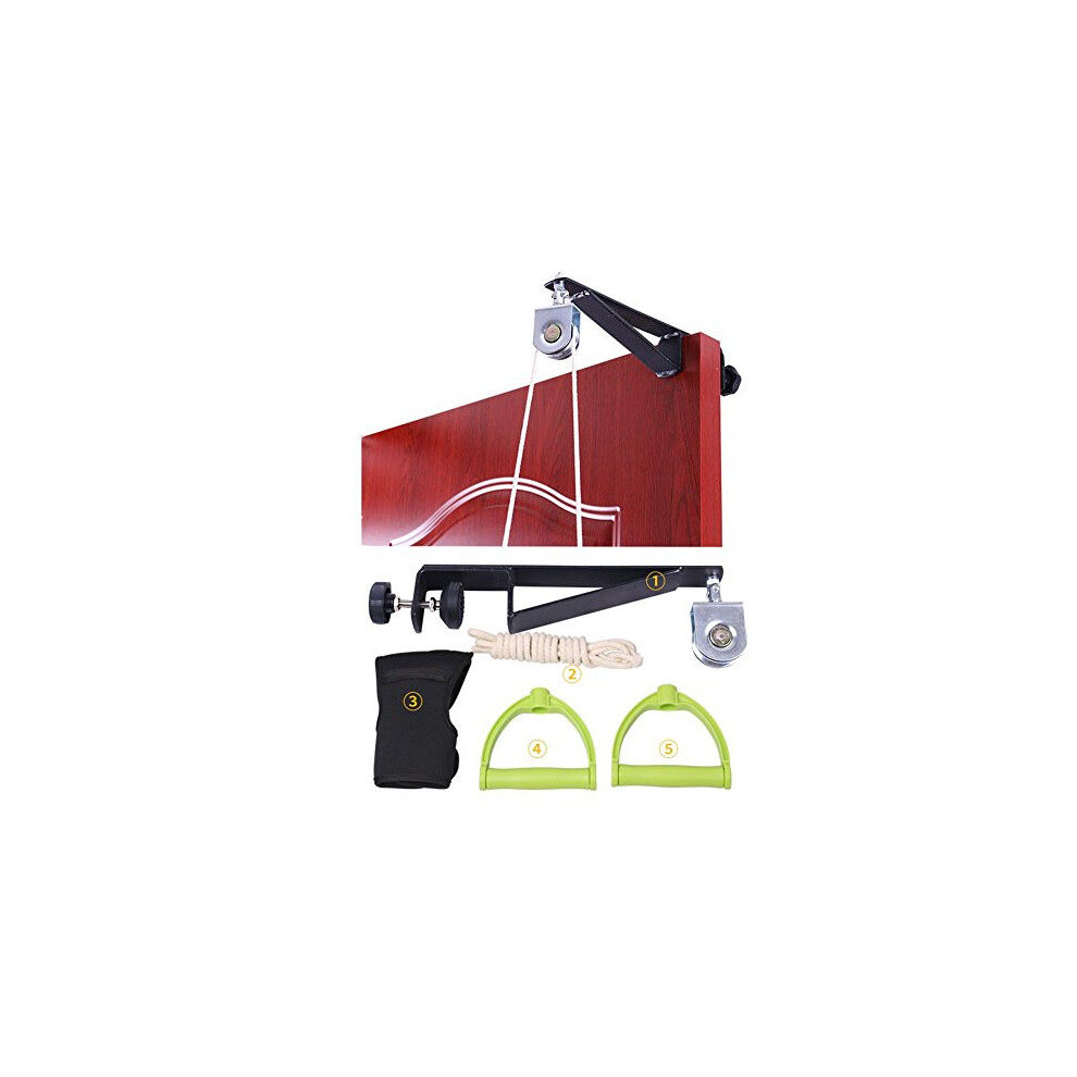 Shoulder Pulley Exercise System with Adjustable Rope Length and Ergonomic Handles for Over Door Shoulder Rehabilitation