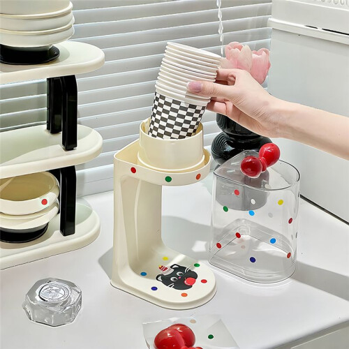 Water Cup Dispenser, Water Dispenser Disposable Cup Holder Rack Flat Bottom Cups, Pull Type Paper Water Cup Dispenser 2