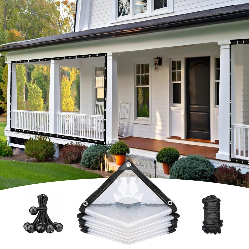 Clear Pvc Tarpaulin 8X25 Ft Waterproof Transparent Plastic Tarp With Grommets For Greenhouse Patio 9351714915465