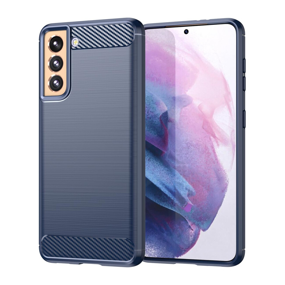 Slim Shockproof Carbon Fiber Tpu Case For Samsung Galaxy S21 5G Navy Protective Cover Blue 9330225672166
