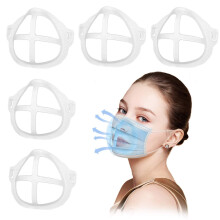 Reusable 3D Face Mask Bracket Pack of 5 – Soft Silicone Breathable Support Frame for Adults, No Fog Comfort Fit