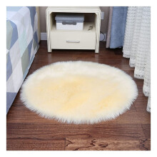 Round Plush Office Chair Mat 63x63in Velvet Floor Protector for Hard Floors NonSlip Yellow