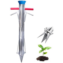 Long Handle Bulb Planter Stainless Steel Seedling Transplanter with Ergonomic Grip and Rust Resistant Finish