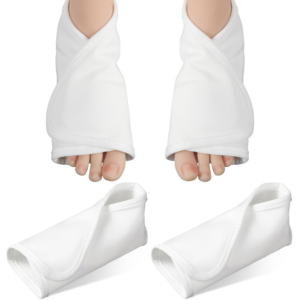 White Castor Oil Pack For Feet And Ankle Pain Relief, Reusable Adjustable Wrap For Plantar Fasciitis, 2 Pcs