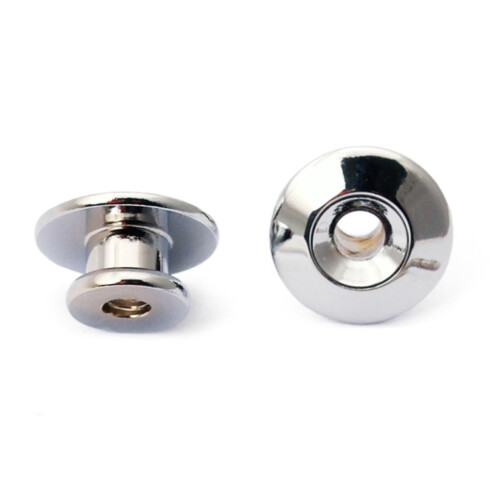 2pcs Silver Mushroom Guitar Strap Locks and Buttons Set, Secure Strap Hold, Easy Screw Installation 2