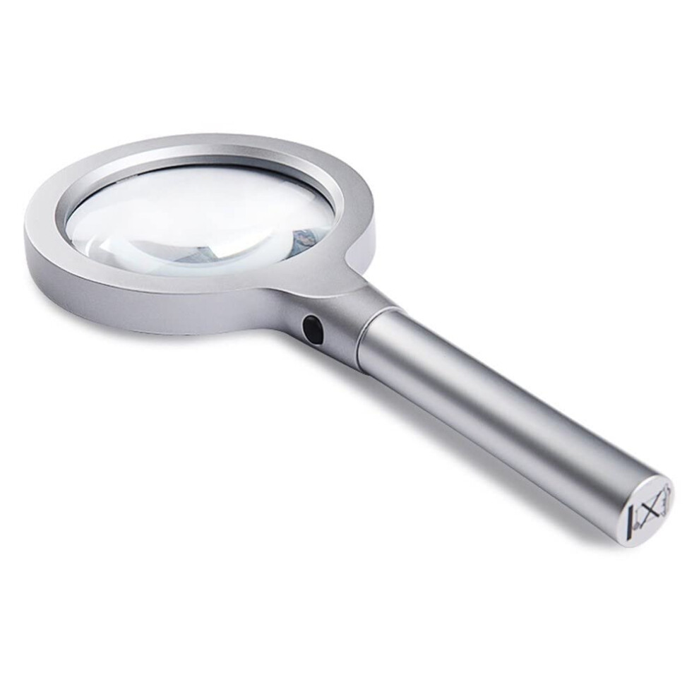 10X Handheld Magnifying Glass with LED Lights, Metal Handle for Reading, Inspection and Seniors
