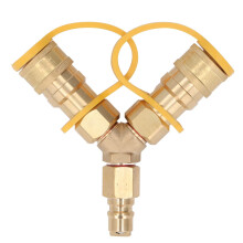 Propane Y Splitter Brass 2 Way Gas Diverter Connector for Grill Patio Heater and Fire Pit