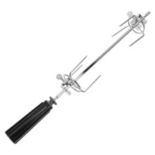Stainless Steel BBQ Rotisserie Fork with DualPivot Handle for Even Cooking and Easy Cleaning