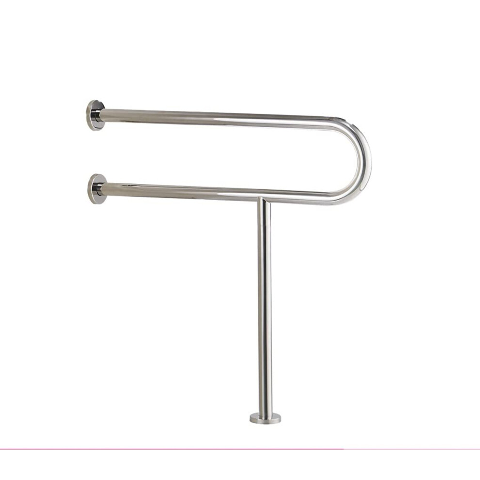 Bathroom Grab Bar 304 Stainless Steel Safety Rail with Leg Support, Polished Chrome Wall Mounted UShaped Toilet Support