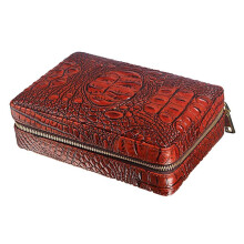 Leather Cigar Case with Builtin Cutter and Cedar Lining, Travel Humidor Holds 4 Cigars