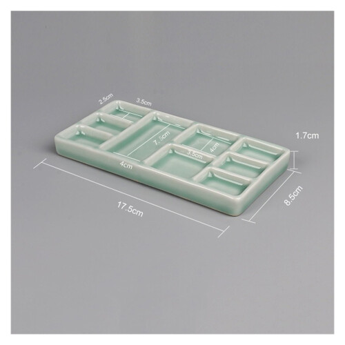 Rectangular Ceramic Paint Palette for Watercolor and Gouache, Durable Blue Tray for Precise Color Mixing 1
