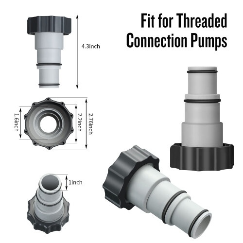2 Pieces Pool Hose Adapter and Pump Connector Set, Leak Threaded Replacement Kit 1