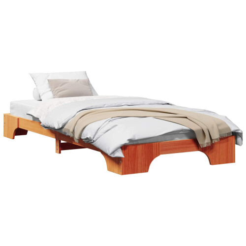 vidaXL Bed Frame Wax Brown 75 x 190 cm Solid Pine Wood 1